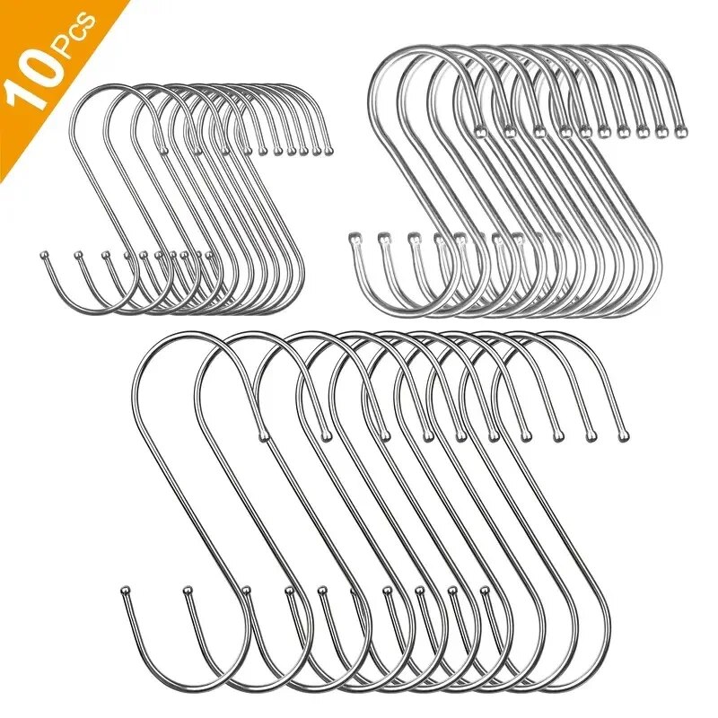 Kitchen Jobs - 10pcs Stainless Steel S Shaped Hook