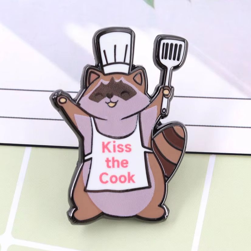 Kitchen Baker - Funny Raccoon Enamel Pin Kiss the